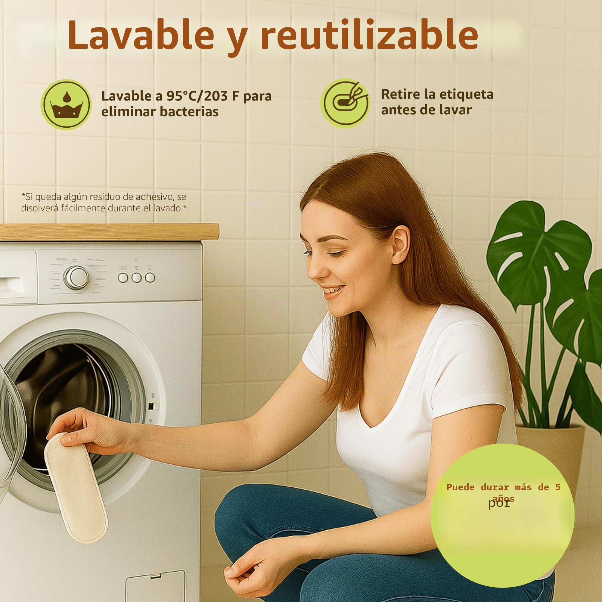 Natissy Compresas Reutilizables Sin Alas de Algodón Orgánico para Mujer, Lavables, Suaves, No Irritantes y Reutilizables - Pack 6 Tallas S+M - Made in EU