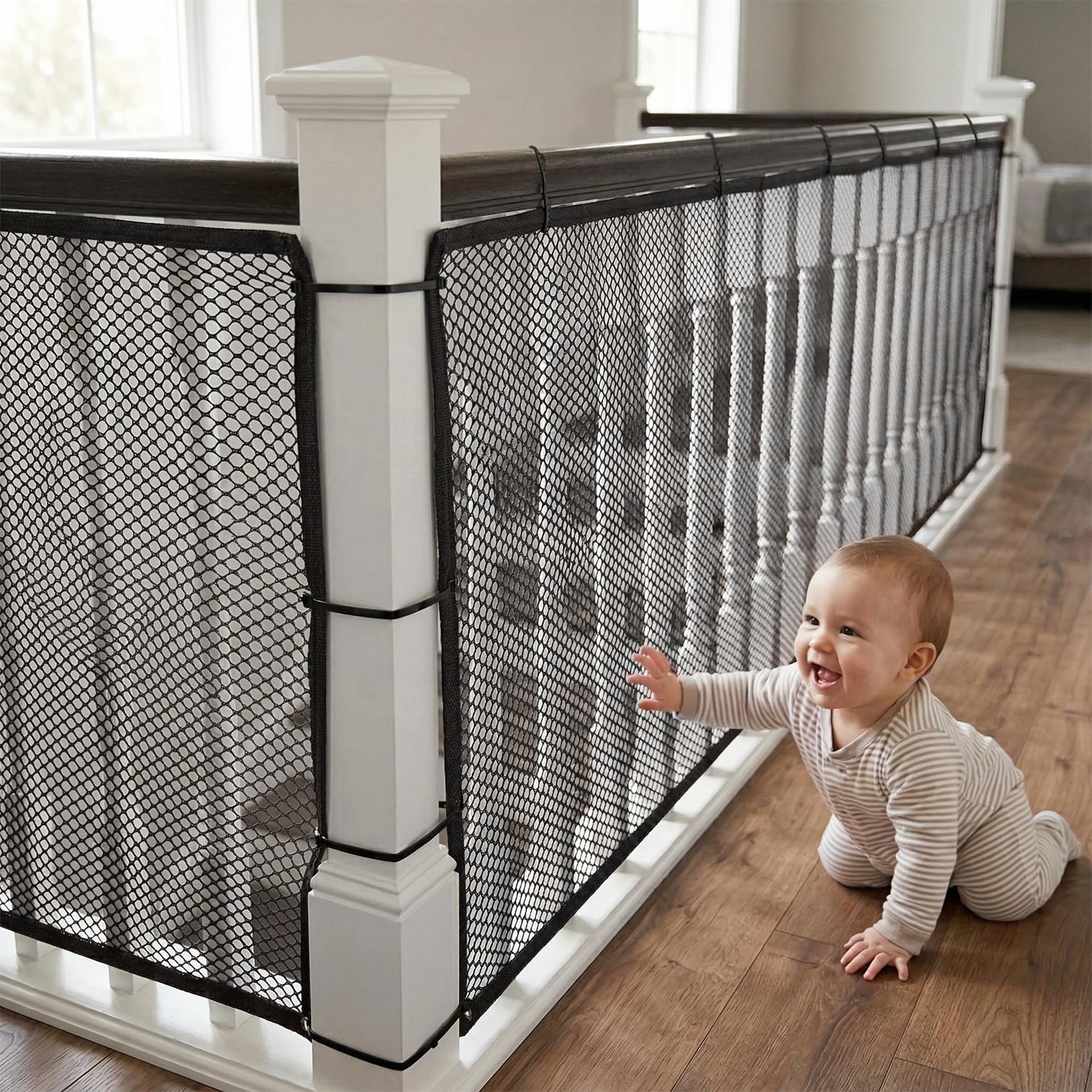 Red de seguridad infantil, rejilla de seguridad para bebés, rejilla de protección para escaleras y balcón para niños gatos (negro, M(450 x 90 cm)