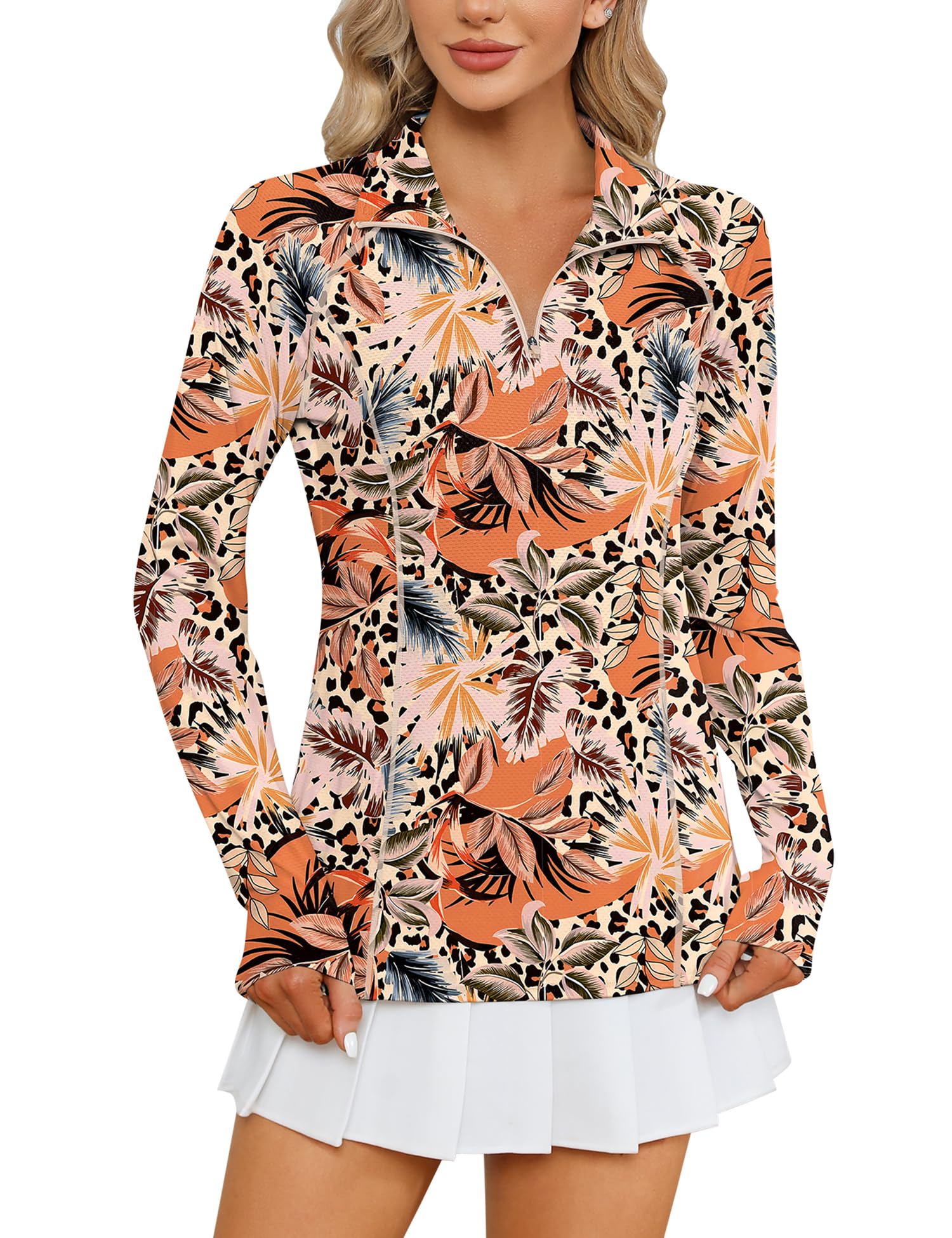 LOMON Women Long Sleeve Shirts Sun Protection 1/4 Zip Summer Quick Dry Hiking Shirts Quarter Zip Pullover for Women