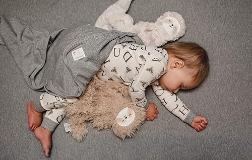 Miniatura 2 de Burts Bees Baby - Juego de 2 mantas 100 algodón orgánico cochecito mantas de recepción gris jaspeado sólido  estampado de abejas 29 x 29 pulgadas