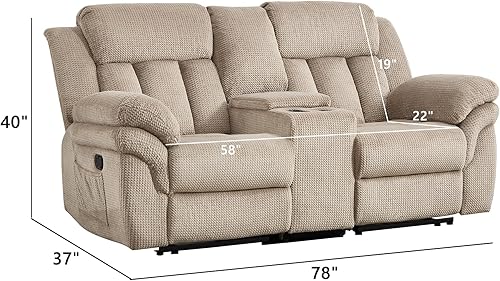 Miniatura 2 de CANMOV Juego de sofá reclinable, sofá biplaza reclinable manual con reposabrazos sobrerelleno para sala de estar, muebles de dormitorio, oficina, 2