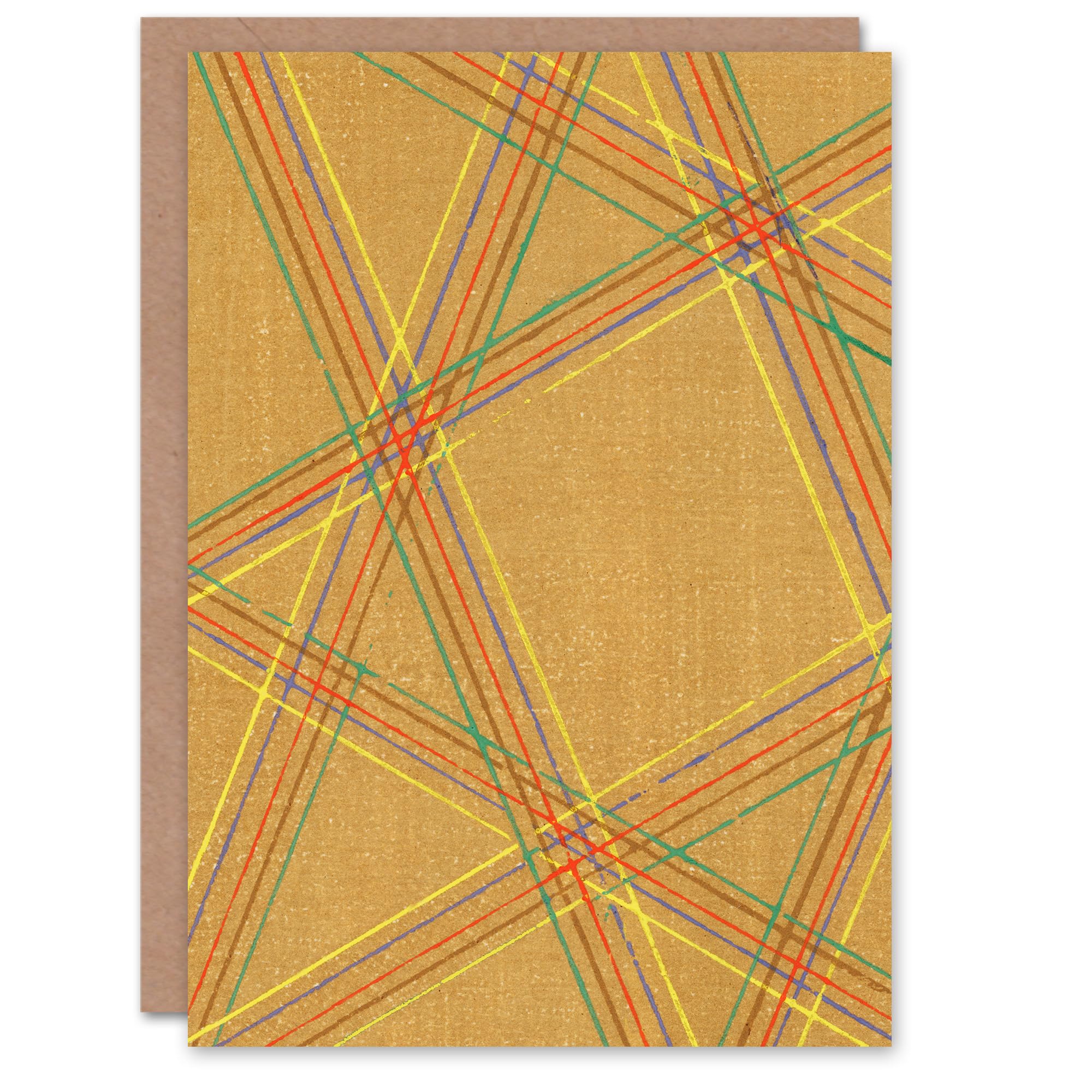 Artery8 Furuya Korin Japanese Art Card Abstract Geometric Plaid Pattern