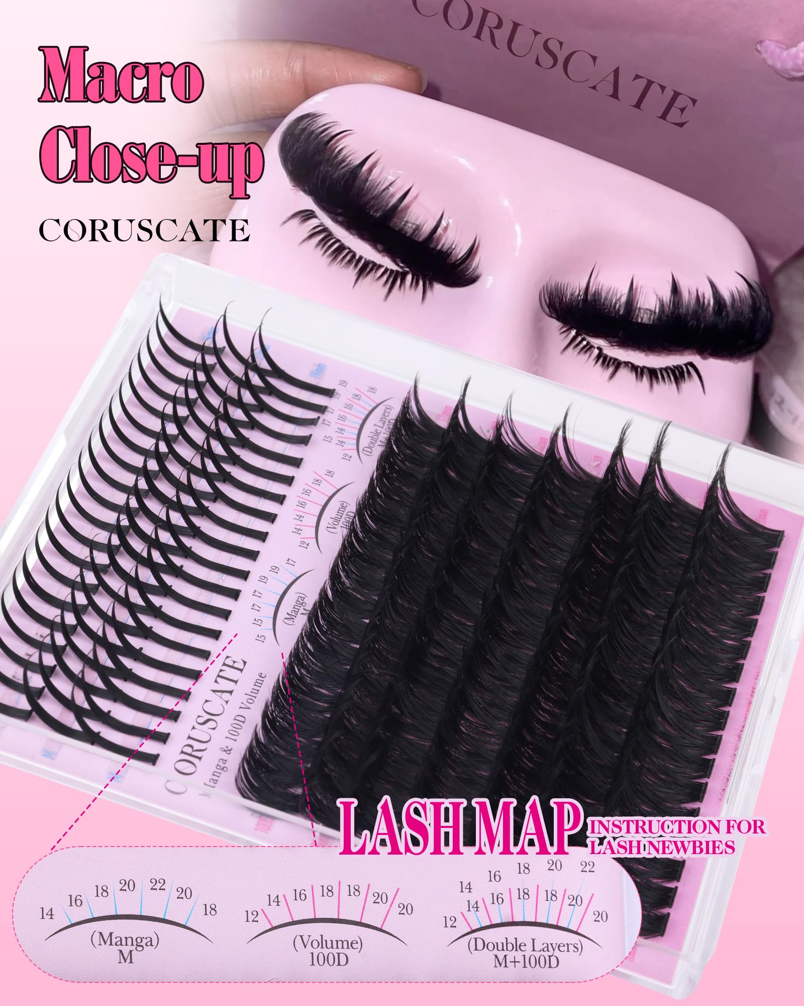 CORUSCATE Brown Lash Clusters with Spikes 60D80D Cluster Eyelash Extensions 12-22mm DIY Spiky Individual Lashes Mega Eyelash Clusters Volume Mink Strip Cluster Lashes: Eyelash Clusters Mini