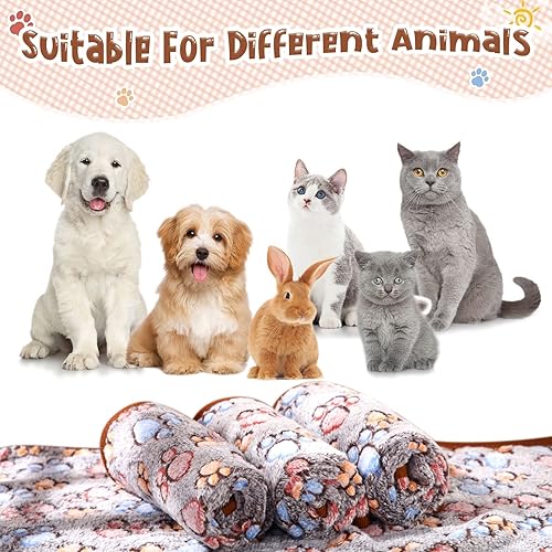 Miniatura 7 de 4 mantas para mascotas y cachorros, manta de forro polar con estampado de patas para mascotas pequeñas y medianas, perros y gatos, manta cálida y
