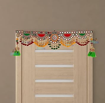 REPTUM DECOR Vintage Traditional Multi Zula Pearl Plastic Beads Handmade Door Hanging/Bandarwal/Toran for Door, Traditional Bandarwal for Door, (37 inch Length), Multicolor, Medium