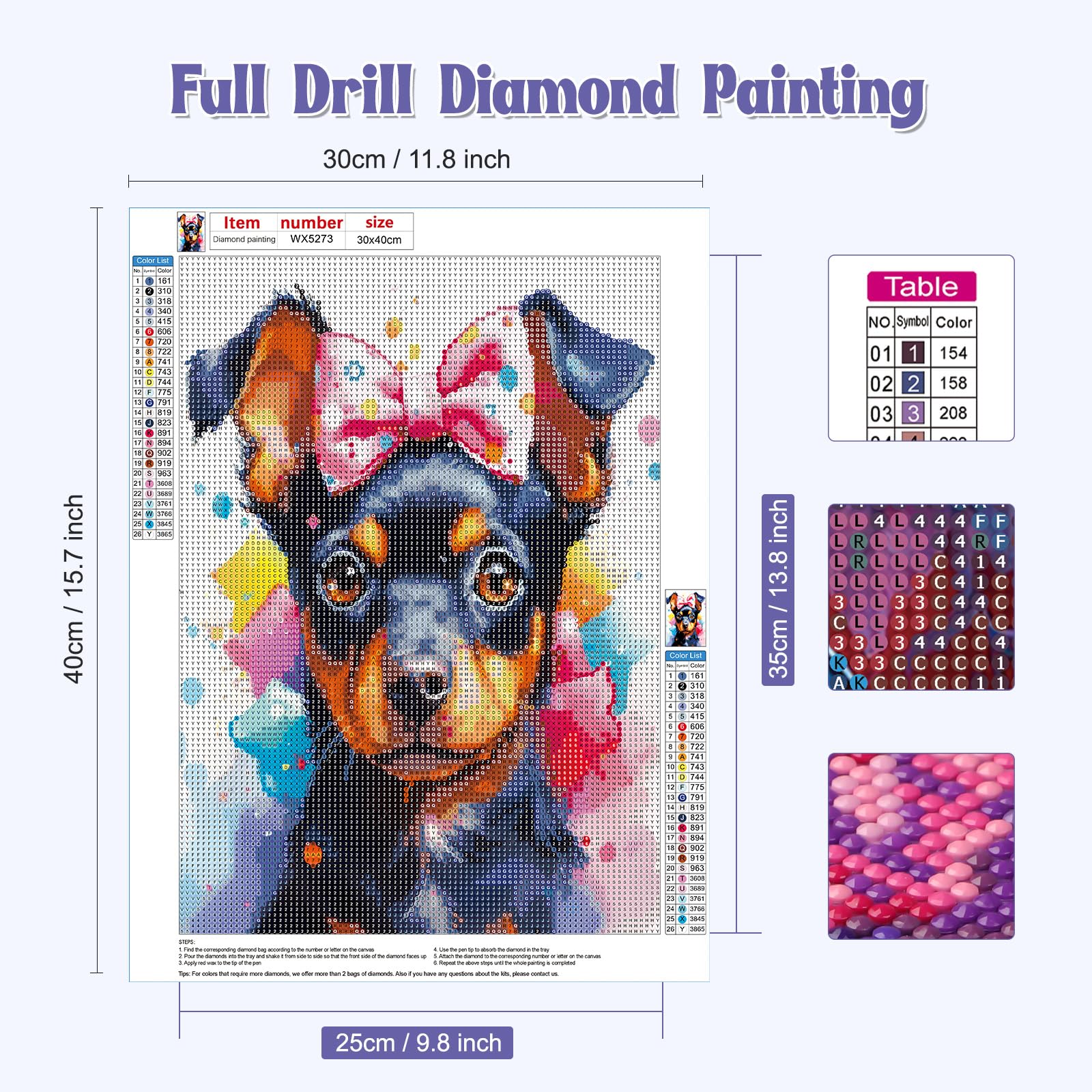 NAIMOER Diamond Painting Kit Completo 30x40cm - Quadro 5D Con Cani - Per Adulti E Bambini +12 - 2