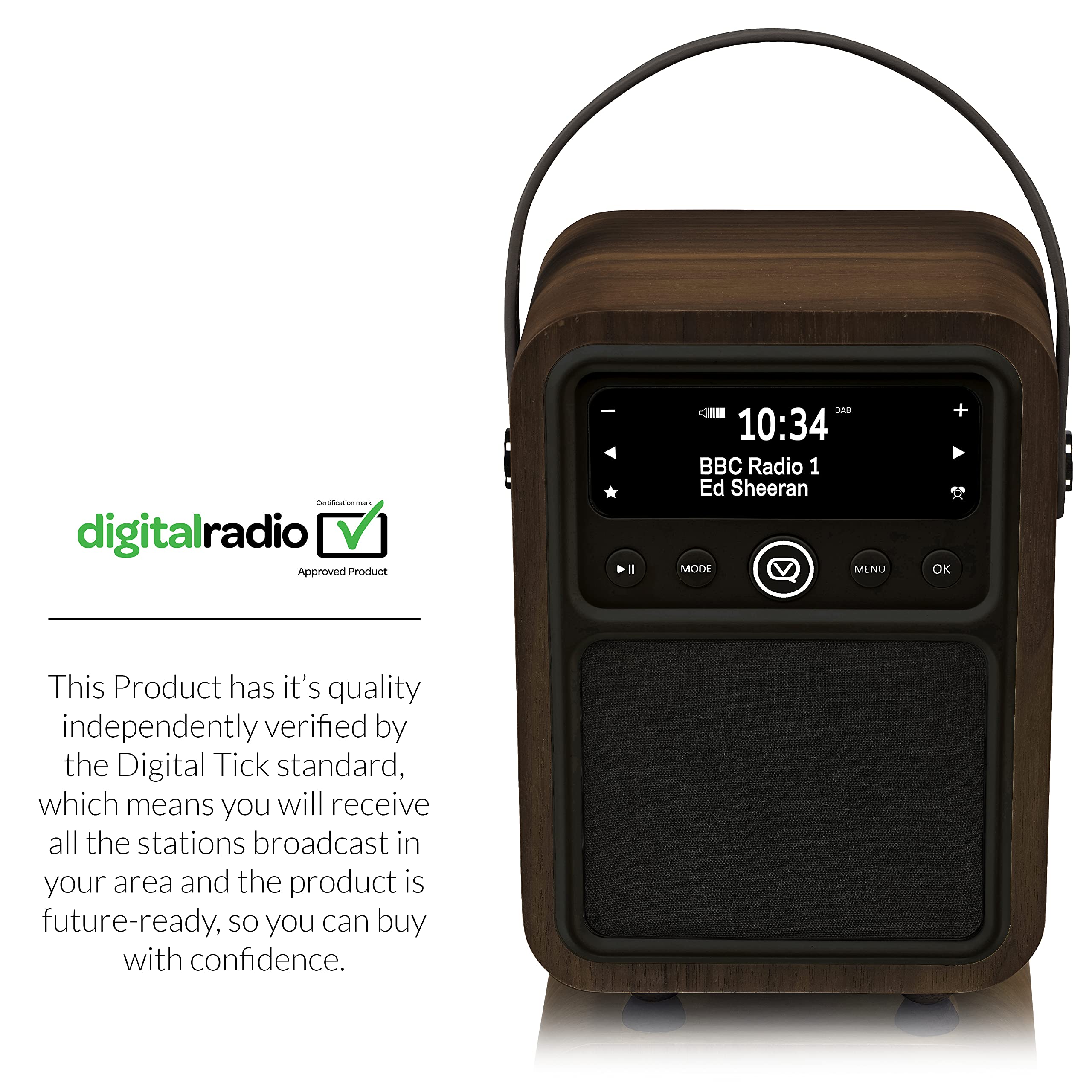 VQ Monty DAB Radio with Bluetooth, Radio Alarm Clock with FM