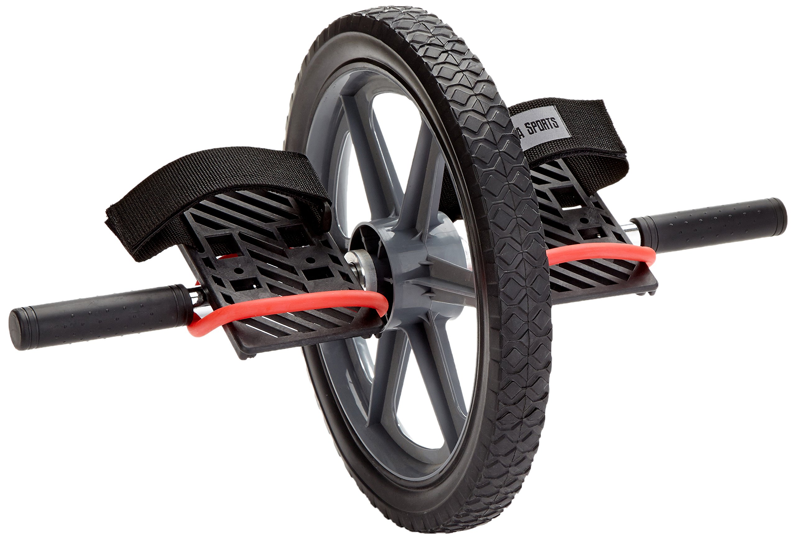 GORILLA SPORTS® Ab Roller mit Pedalen, Fußschlaufen und Profilreifen