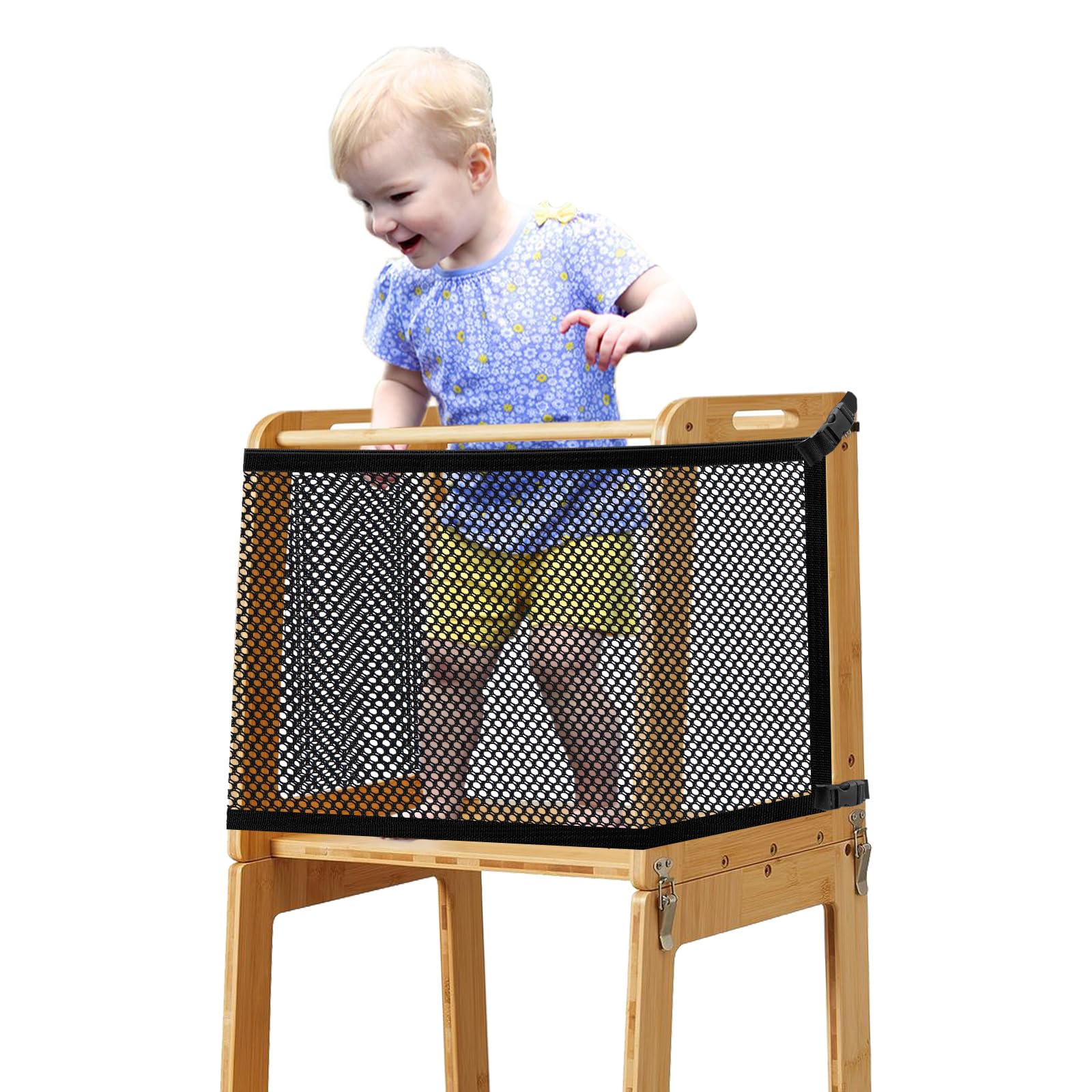 Toddler Learning Tower Safety Net,Toddler Tower Safety Net for Kids Kitchen Play,Step Tool Toddlers Tower Net with Four Sided Protection,Safety Netting for Kids Play