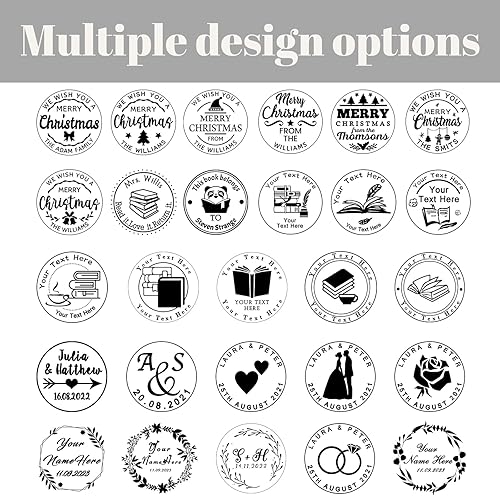 Miniatura 2 de Sello personalizado para libros, personalizable, nombre de texto, fecha, para biblioteca, oficina, libros, sobres, boda, Navidad