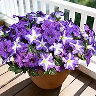 FULLMUSIC Spring Artificial Flowers for Outdoors, UV Resistant Fake Morning Glory, Look Real Faux Silk Plants for Front Door Garden Porch Planter