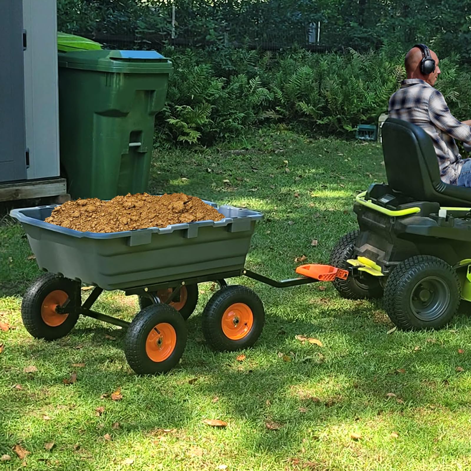 Gartenwagen mit Kippfunktion, Transportwagen für 408 kg | Zuladung, Mehrzweck Schubkarre mit 10 Zoll Luftlose Reifen, Einfache Montage und Langzeitiges Outdoor