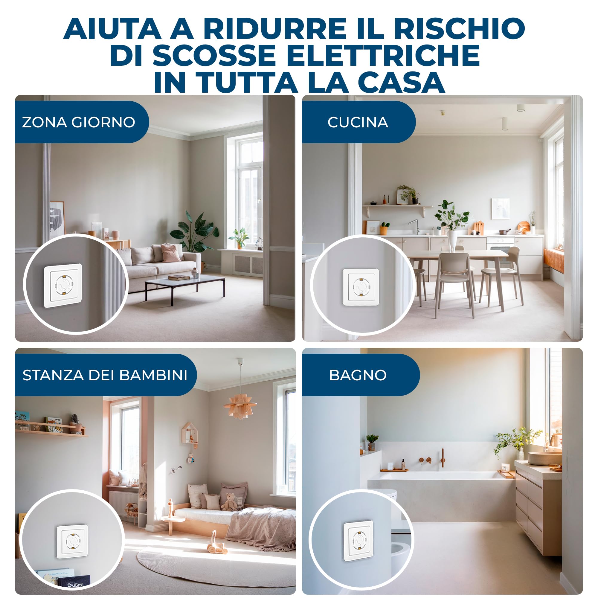 Hoffenbach Set di 20 prese elettriche con meccanismo rotante - Protezione per neonati e bambini - Copripresa di sicurezza per evitare incidenti e scosse elettriche - Presa elettrica - Bianco