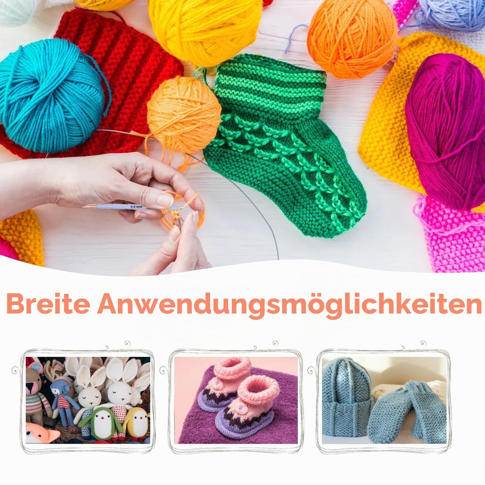 13 Paar Rund Stricknadeln Set Austauschbare Stricknadelset Rundstricknadeln mit Aufbewahrungskoffer Häkelnadeln