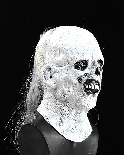 Miniatura 3 de RAPGET Máscara de zombi - Máscara de látex espeluznante de látex para fiesta de Halloween Blanco Gris