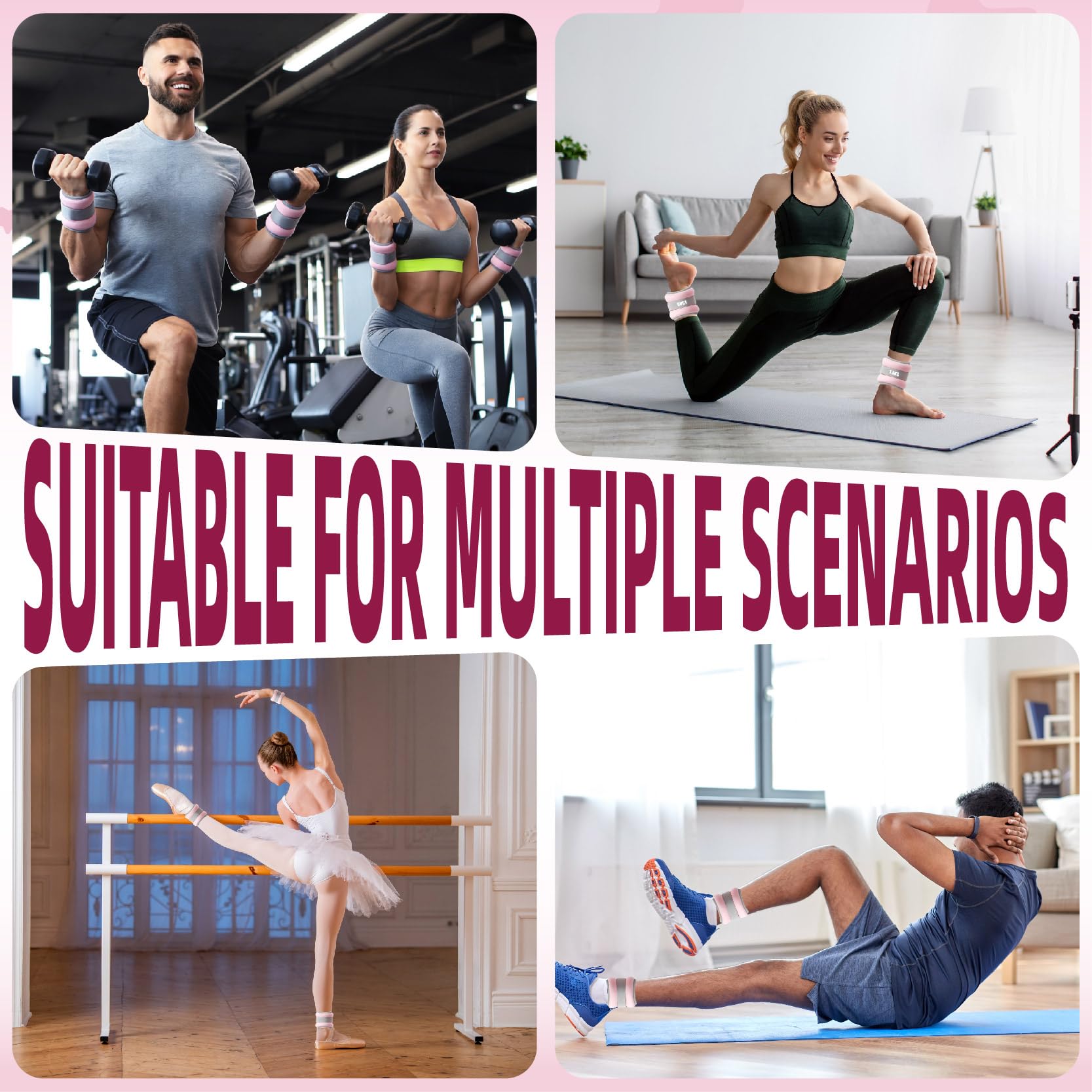 Pesi per caviglia, in neoprene, regolabili, da 0,5 kg a 2 kg1 paio di pesi per gambe, polsi, braccia, per donne, uomini, per camminata, corsa, pilates, allenamenti e allenamento, ginnastica, aerobica
