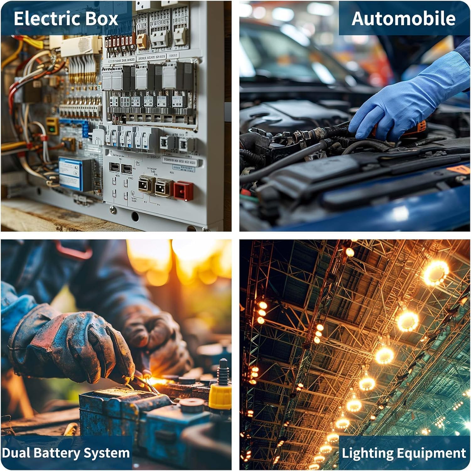 Batterie-Kabelschuh-Crimpzange für AWG 10-1/0 elektrische Kabelschuhe, mit 2 Kabelschneidern, 64 Ringkabelschuhen und 70 Schrumpfschläuchen
