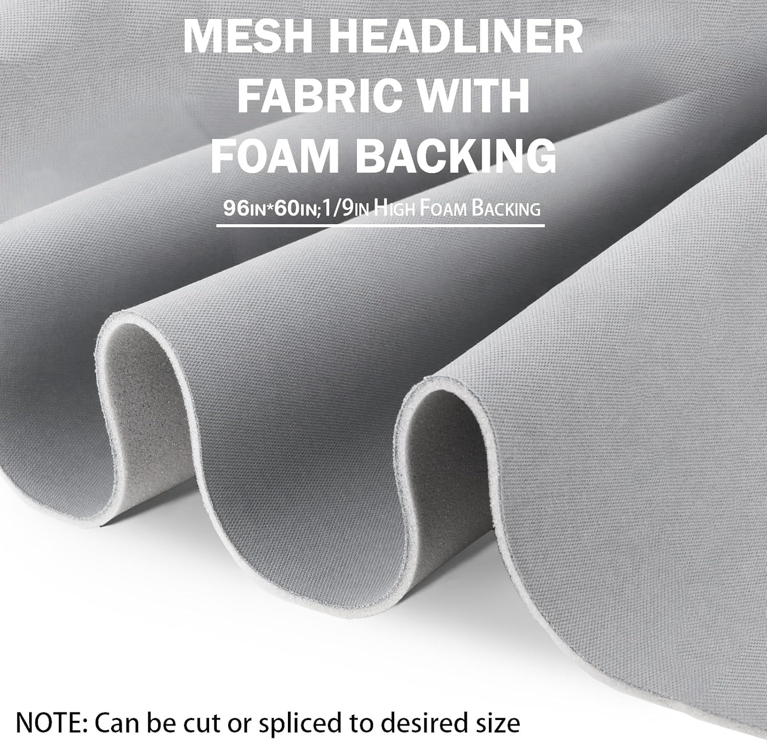 Kefly Gray Mesh Headliner Fabric 96" L × 60" W with Foam Backing, Auto Interior Roof Replacement Material for Car, SUV, Boat, Pickup, Truck, RV, Home Repair