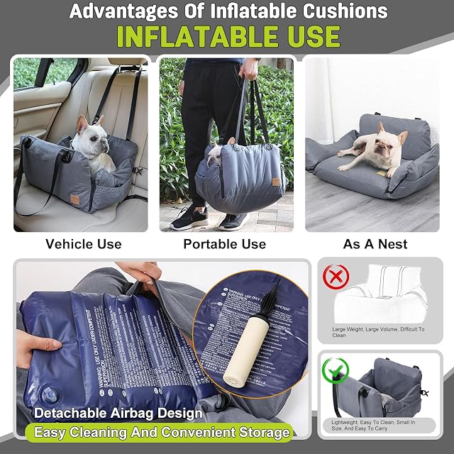 Foto 5 de 7 de PETCUTE Asiento de Coche para Perros 3 en 1,Asiento Elevador de Coche para Perros y Gatos con Cinturón…