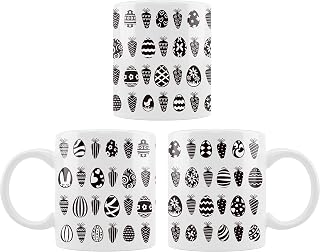 mug BLACK EASTER PATTERNS - ceramic Super Mug - Novelty Office Birthday Christmas Coffee Gift Tea Cup Present Funny Mug