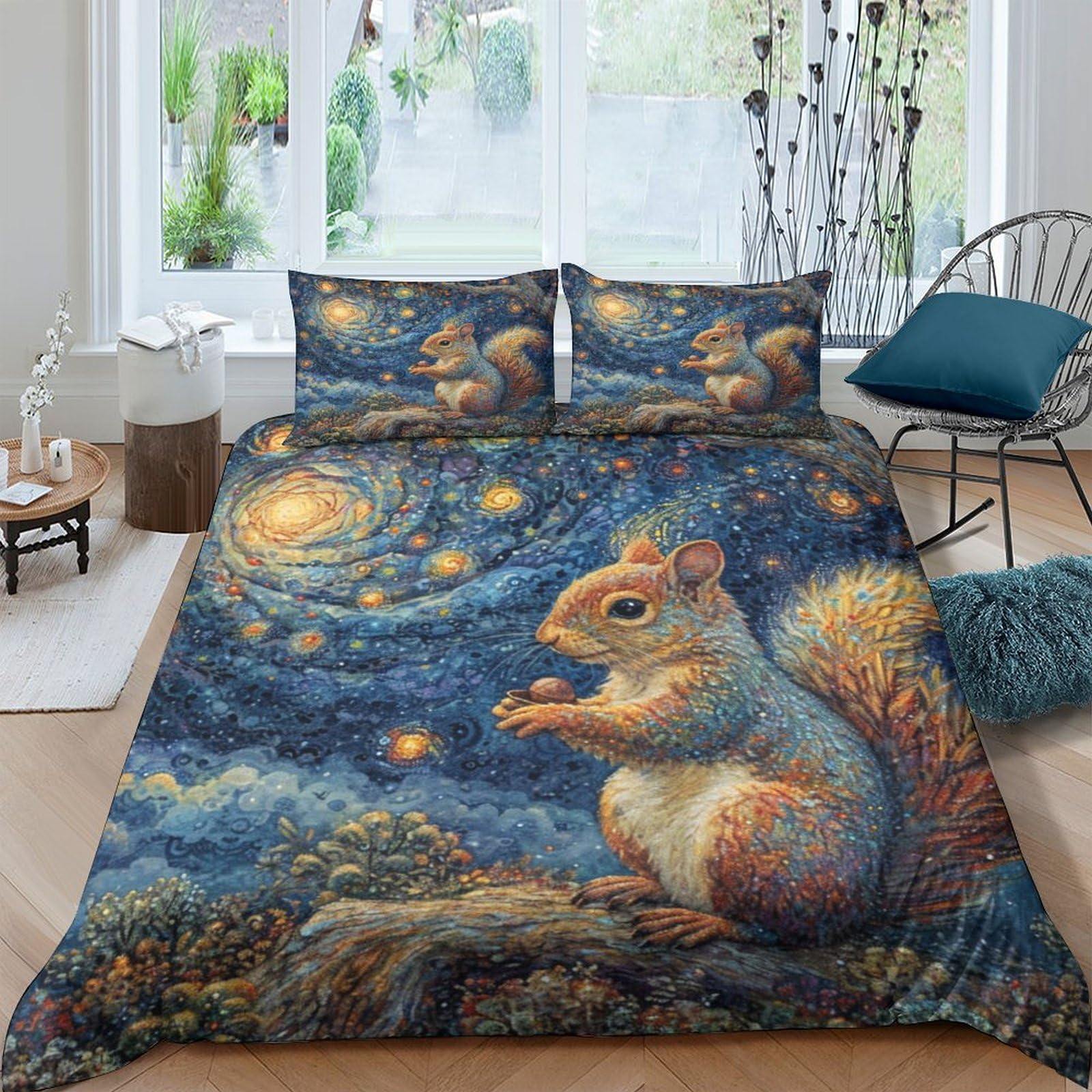 Parure de lit motif écureuil pour créer une ambiance nature et cosy dans sa chambre