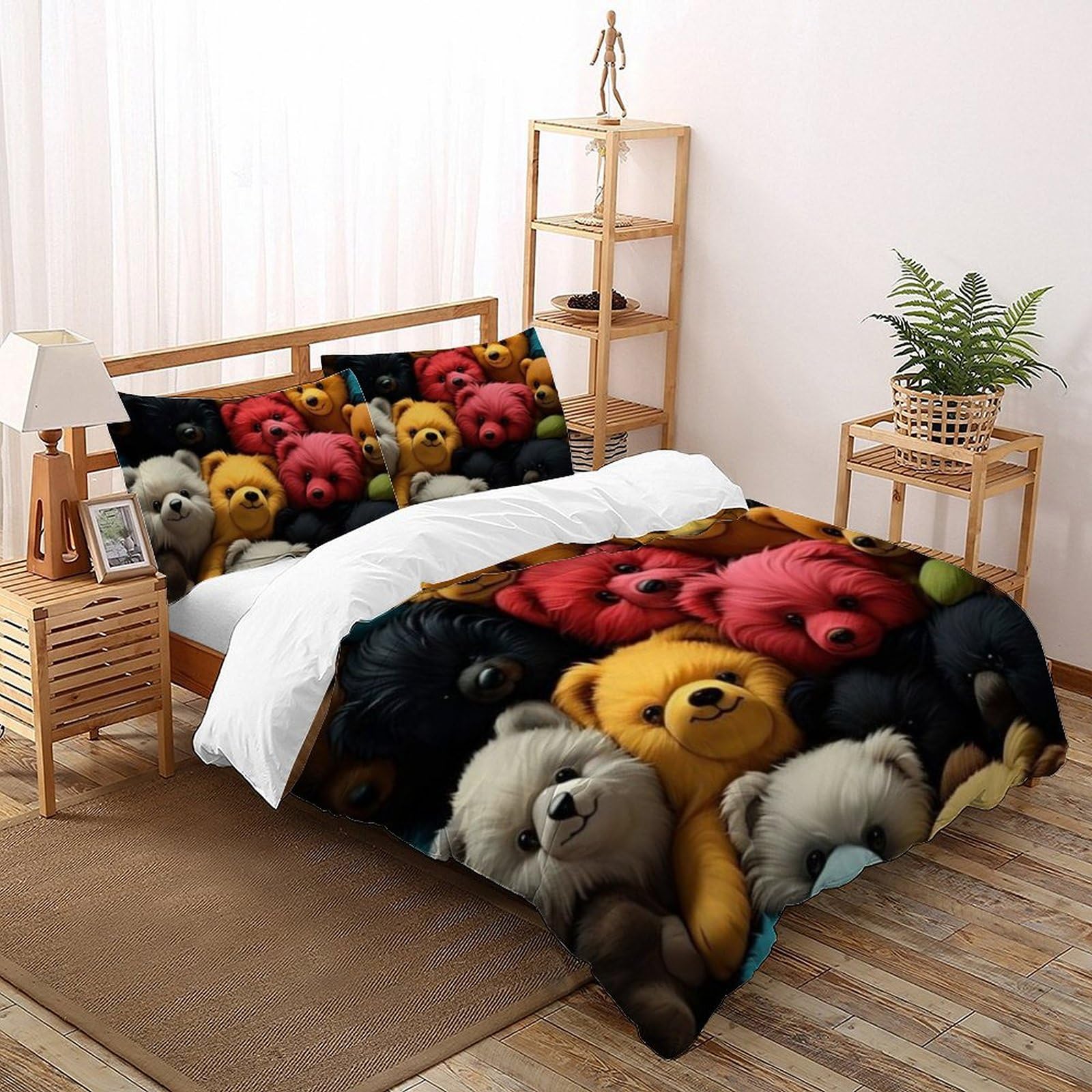 Housse de couette microfibre ours colorés Super King 260x220 cm