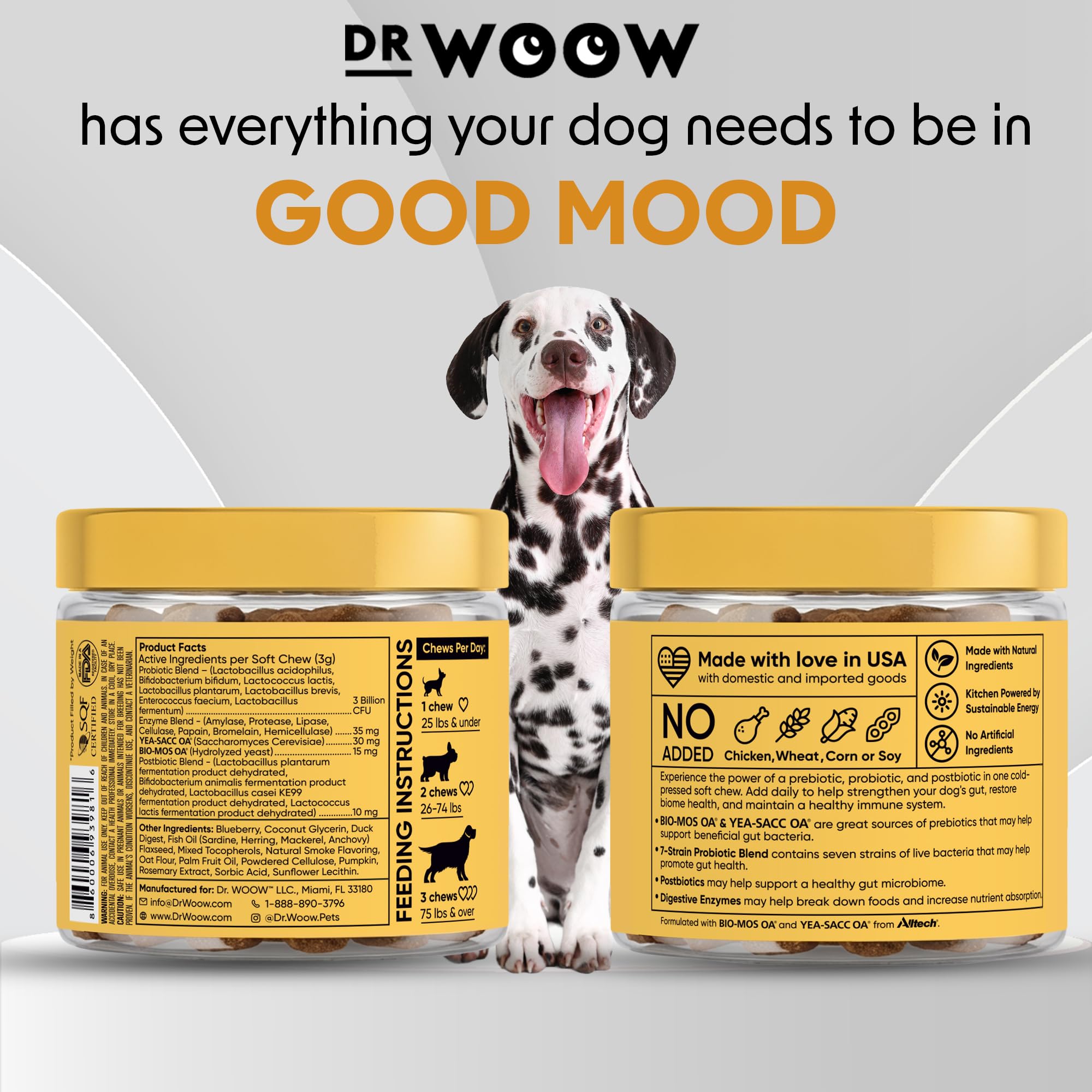 Probiotics Supplements for Dogs Soft Chews (90 CT) – Digestive Support + Gut Balance & Healthy Stool Support – Probiotics + Digestive Enzymes – Duck & Pumpkin Flavor – Made in USA - image 5