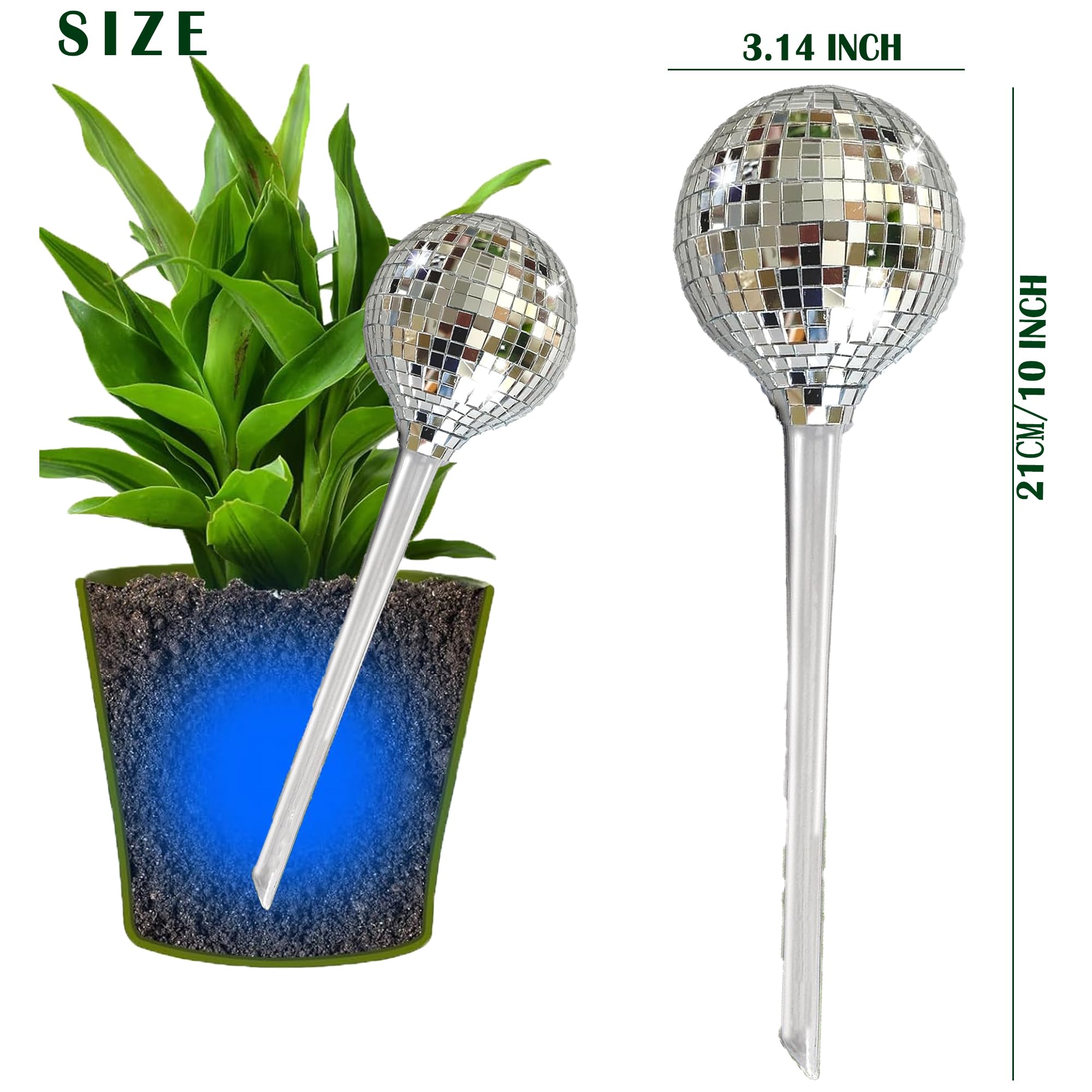 Set of 2 Plant Watering Globes with Disco Ball Decor,Self Watering Bulbs,Self Watering Planter Insert,Watering Spikes,Watering Stakes,Plant Waterer Self Watering Globes for Indoor Outdoor Plant
