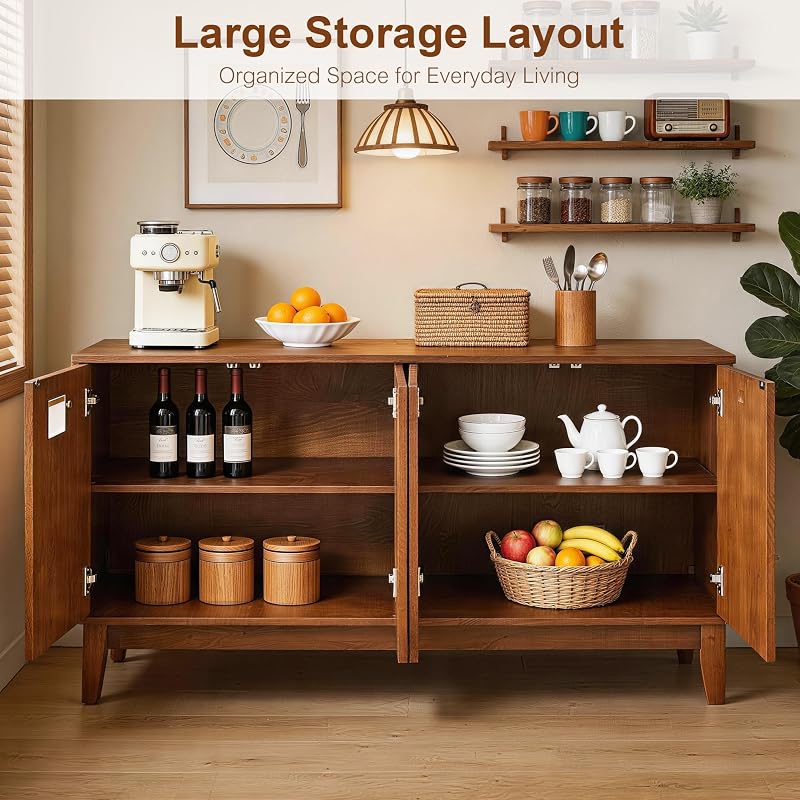 TV Stand with 4 Doors and Adjustable Shelves, Fits TVs up to 55" image 5