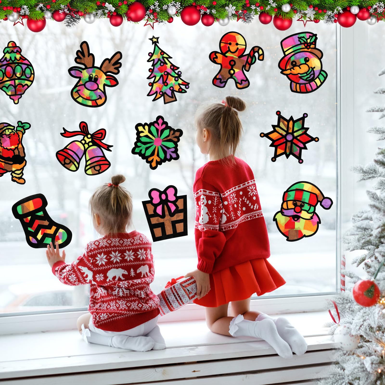 Weihnachtskranz-Bastelset Für Kinder – 12 Kränze, Schaumstoff-Aufkleber, Pompons & Co. – DIY Deko Für Zuhause & Klassenzimmer DIY Weihnachtsdeko Mit Kindern