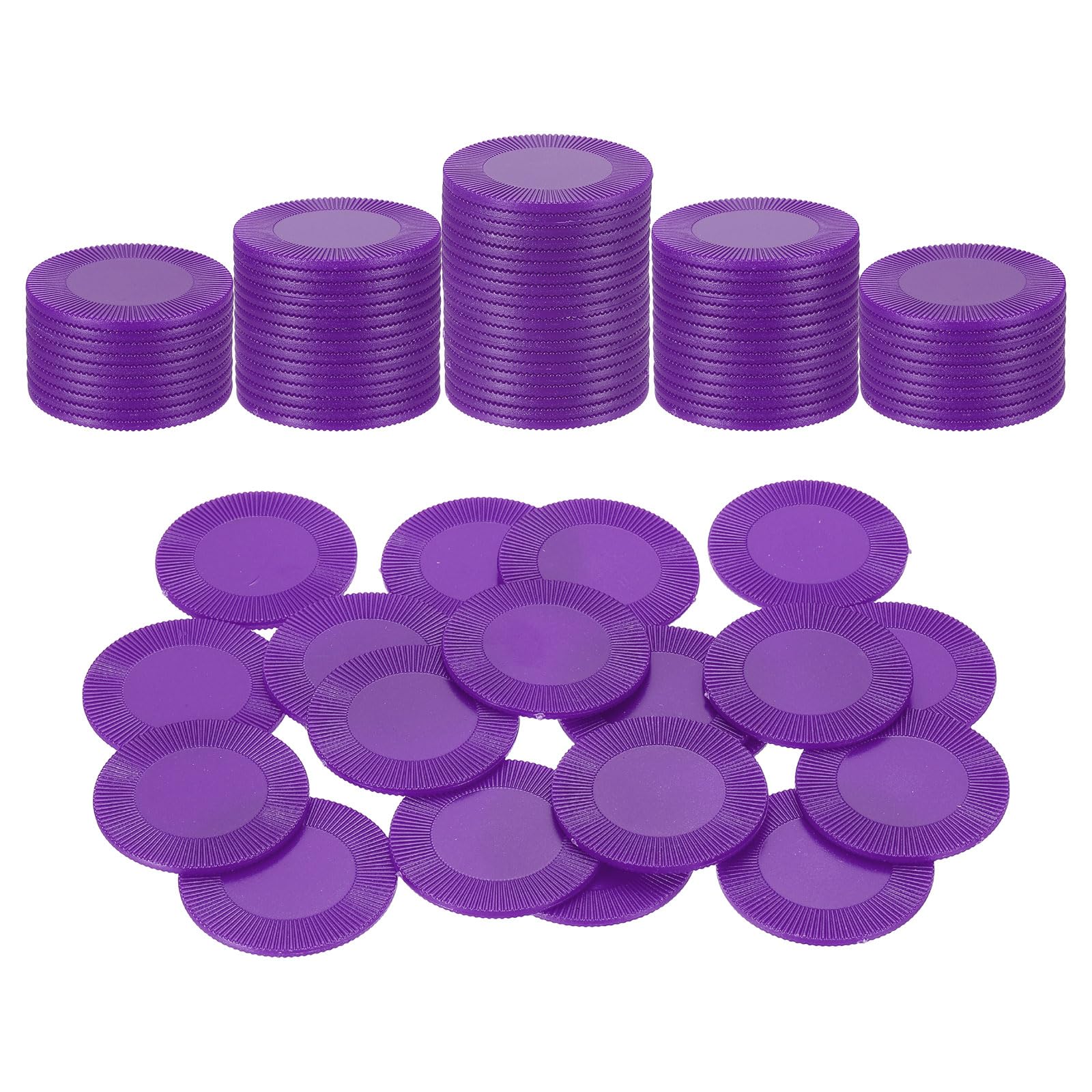 sourcing map 100Pcs Plastic Poker Chips, 1.5 Inch Mini Bingo Chips Learning Counters Counting Counters Disks Markers Opaque Game Tokens for Game Play Math Counting, Purple, Pattern