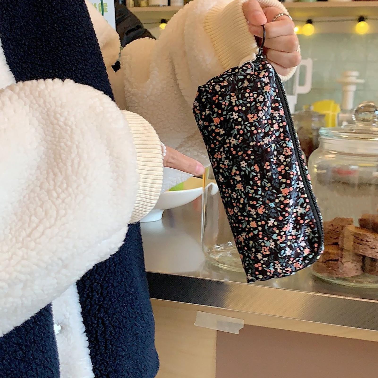 Générique Astuccio scolastico con cordino | 2 borse scolastiche adolescenti | Pochette organizzatrice con ricamo floreale 3D per scuola college donne adolescenti