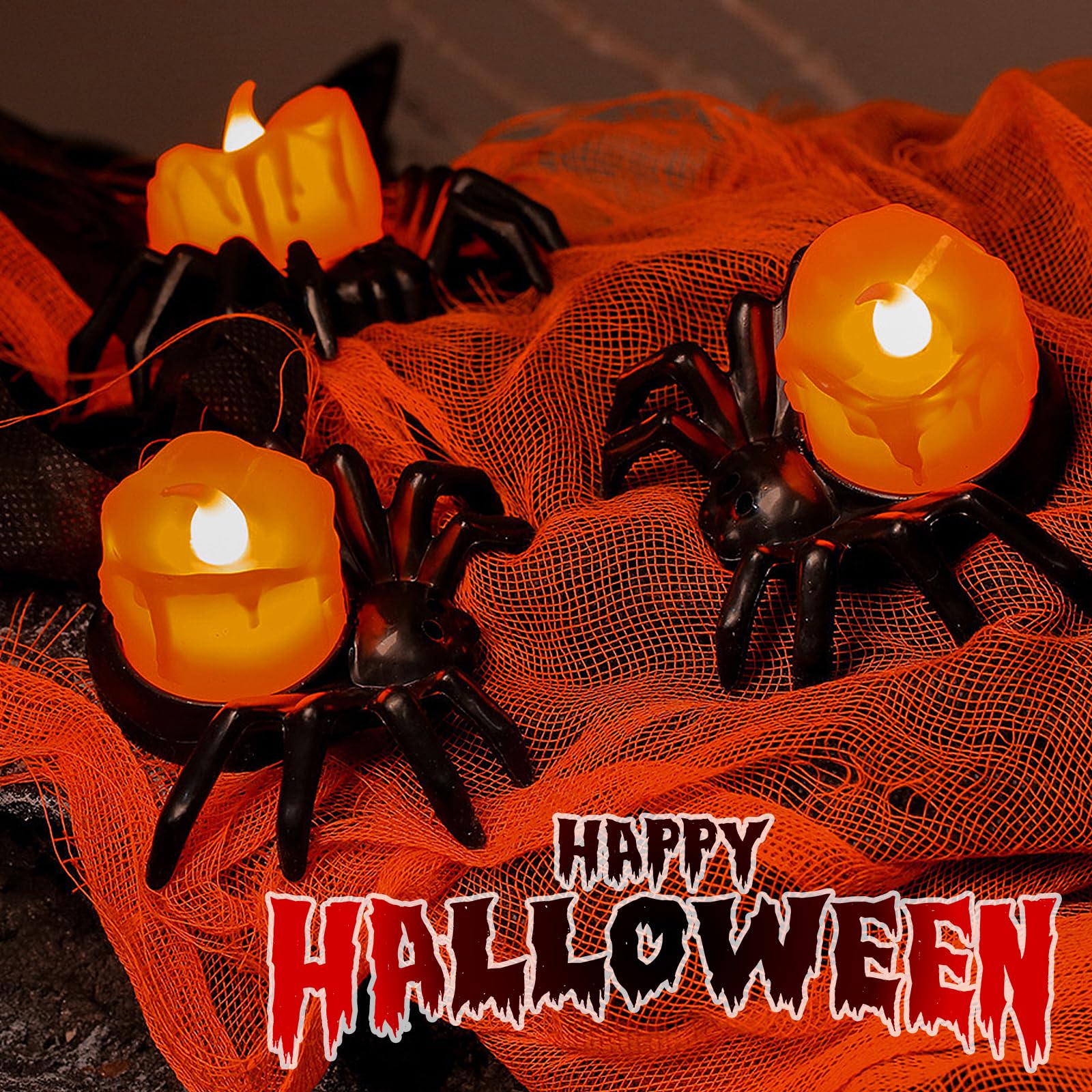Lot De 2 Bougies LED Fantômes D'Halloween - Sans Flamme, Lumière Chaude - Déco De Table Effrayante Et Amusante