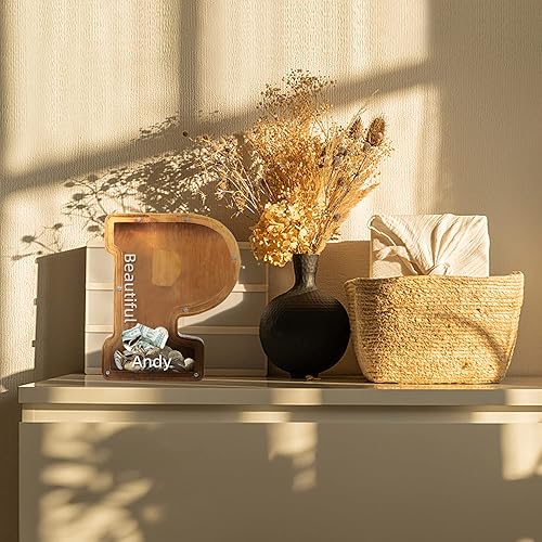 Miniatura 6 de AORCMITN Alcancía grande de madera personalizada para niños, niñas, niños pequeños y adultos, el mejor regalo para amigos (9.2 pulgadas de alto)