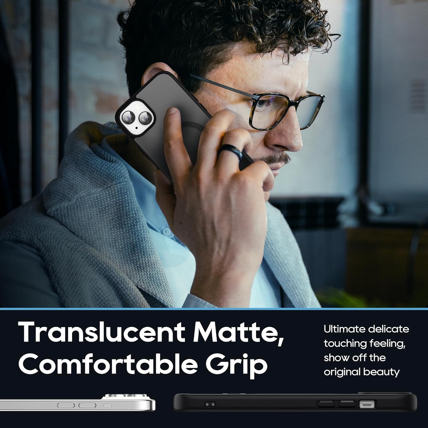 Magnetic Case for iPhone 15 Case with Stand, Slim Kickstand with Screen Protector Compatible with Magsafe Shockproof Translucent Matte Cases Phone Case Cover 6.1-Inch (2023), Black - Image 7