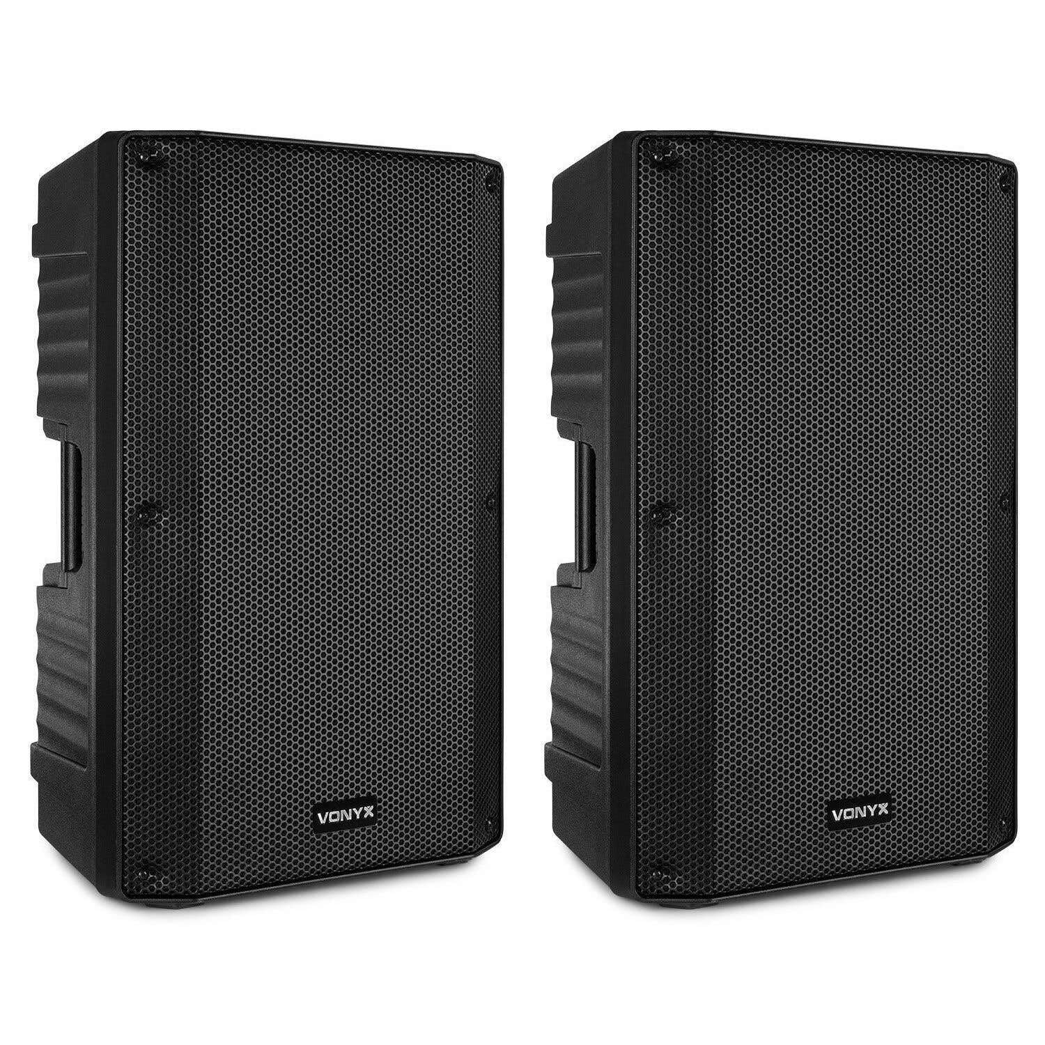 Vonyx VSA120S Juego de Altavoces Activos estéreo de 800 W con Bluetooth, Reproductor de MP3 y Control Remoto - ¡Adecuado para DJ's, músicos, Cantantes y discursos!