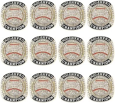 12 Pcs Baseball Championship Ring Trophy Award Gift Tournament Championship Ring Winner Tournament Team, from Size 8 to 11,