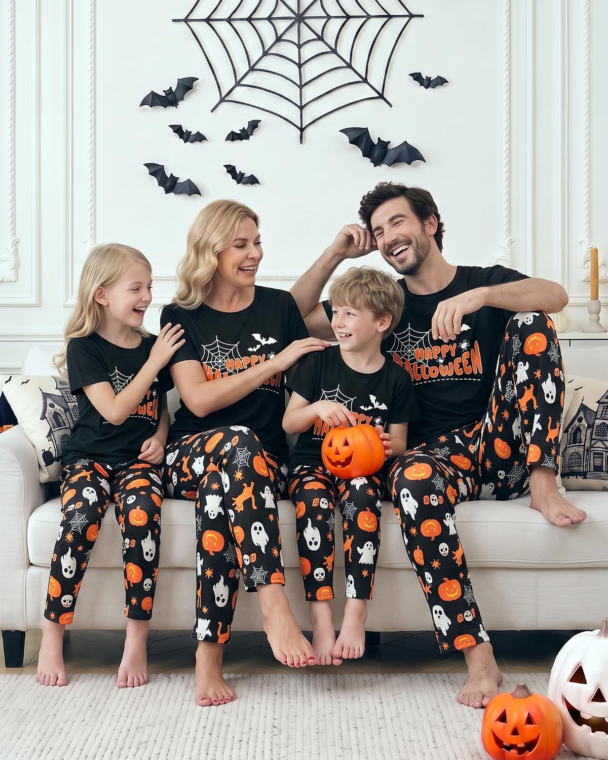 MyFav Matching Pajamas for Family Halloween Short Sleeve Long Pant Sleepwear Holiday Pajamas for Family image 4