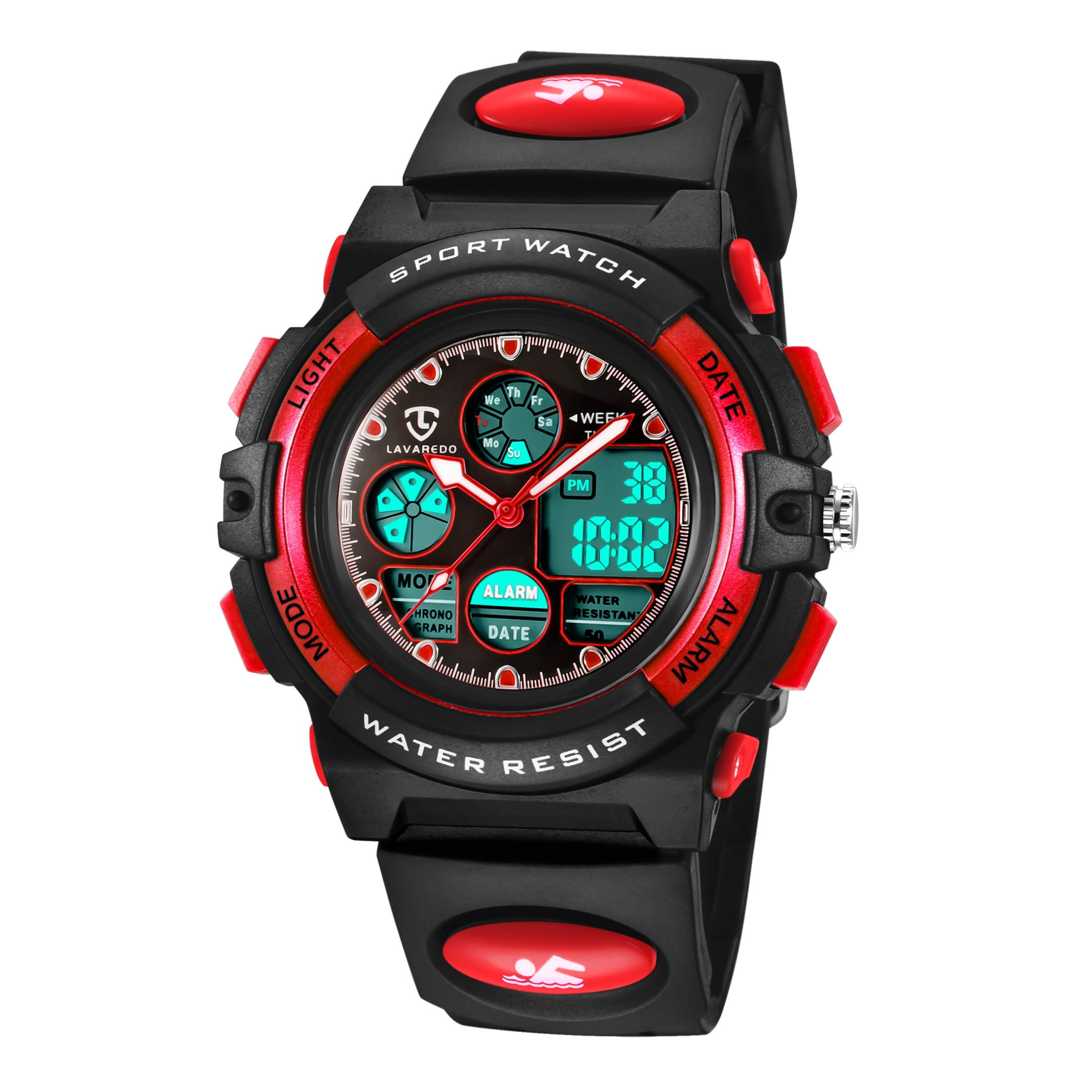Senors Watch Kid's Watches Boys Analog Digital Quartz Sport Electronic Military Dual Time Waterproof LED Back Light 164Ft 50M Water Resistant Calendar Alarm Stopwatch Multifunction