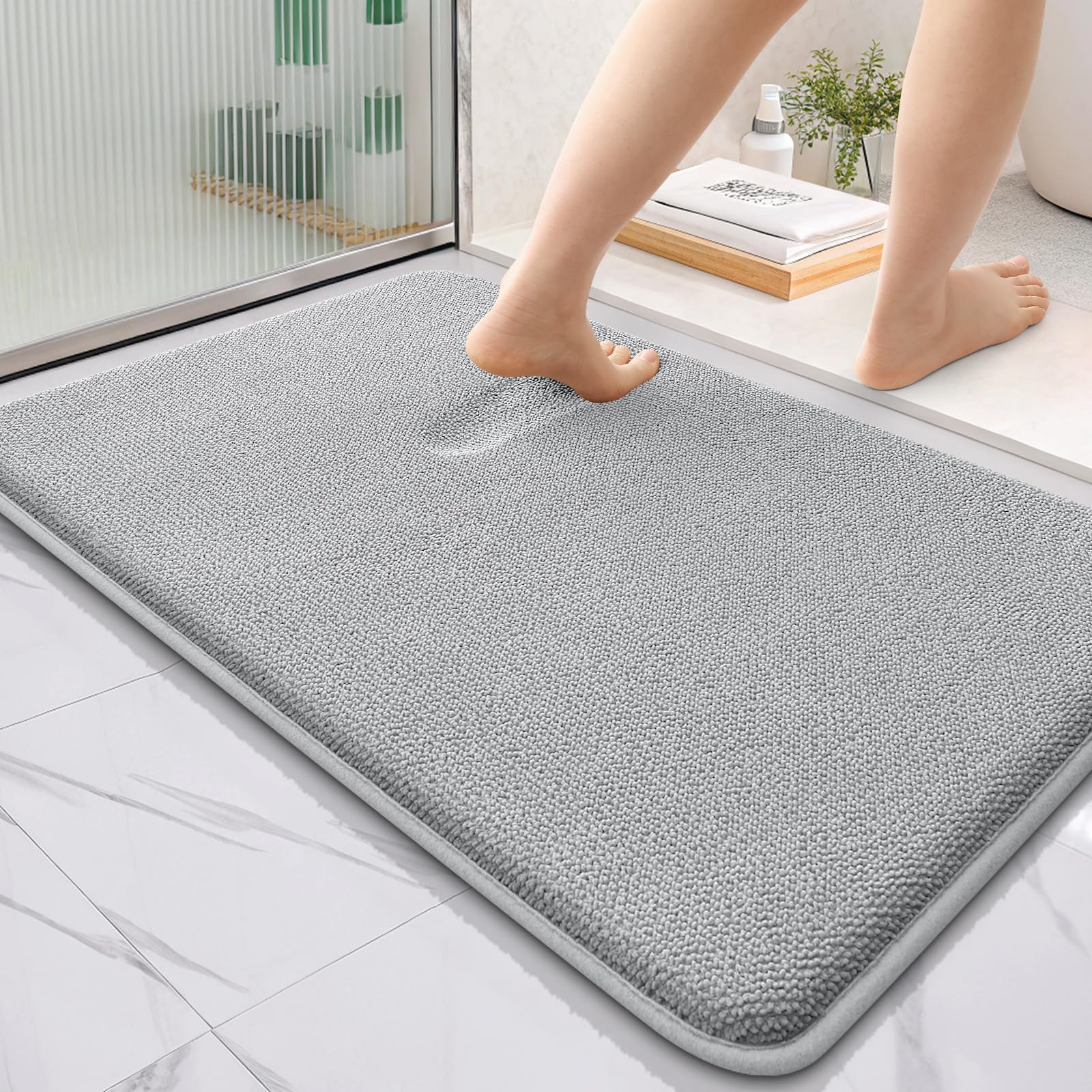 OLANLY Thick Memory Foam Bath Mat Rug 36x24, Extra Soft Absorbent Bathroom Rug, Quick Dry Bath Mats, Non-Slip, Machine Washable Carpet for Bathroom,