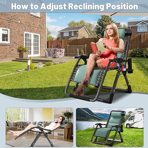 Miniatura 6 de Slsy Zero Gravity - Silla de descanso con cojín extraíble y bandeja para interiores y exteriores, sillón reclinable de patio, silla reclinable