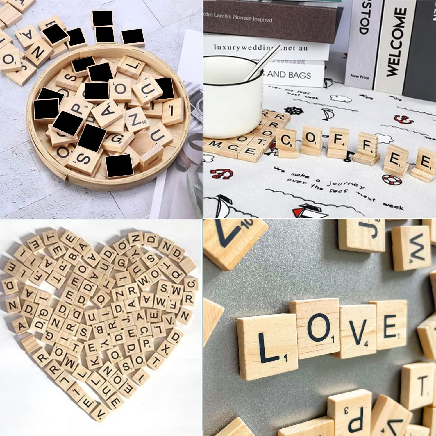 LSCQYYCC-200Pcs Magnetic Wooden Letter Bricks, Craft Letters - DIY Wooden Gift Decoration - Making Letter Coasters and Cross Games DIY Wood Gift Decoration - Making Alphabet Coasters