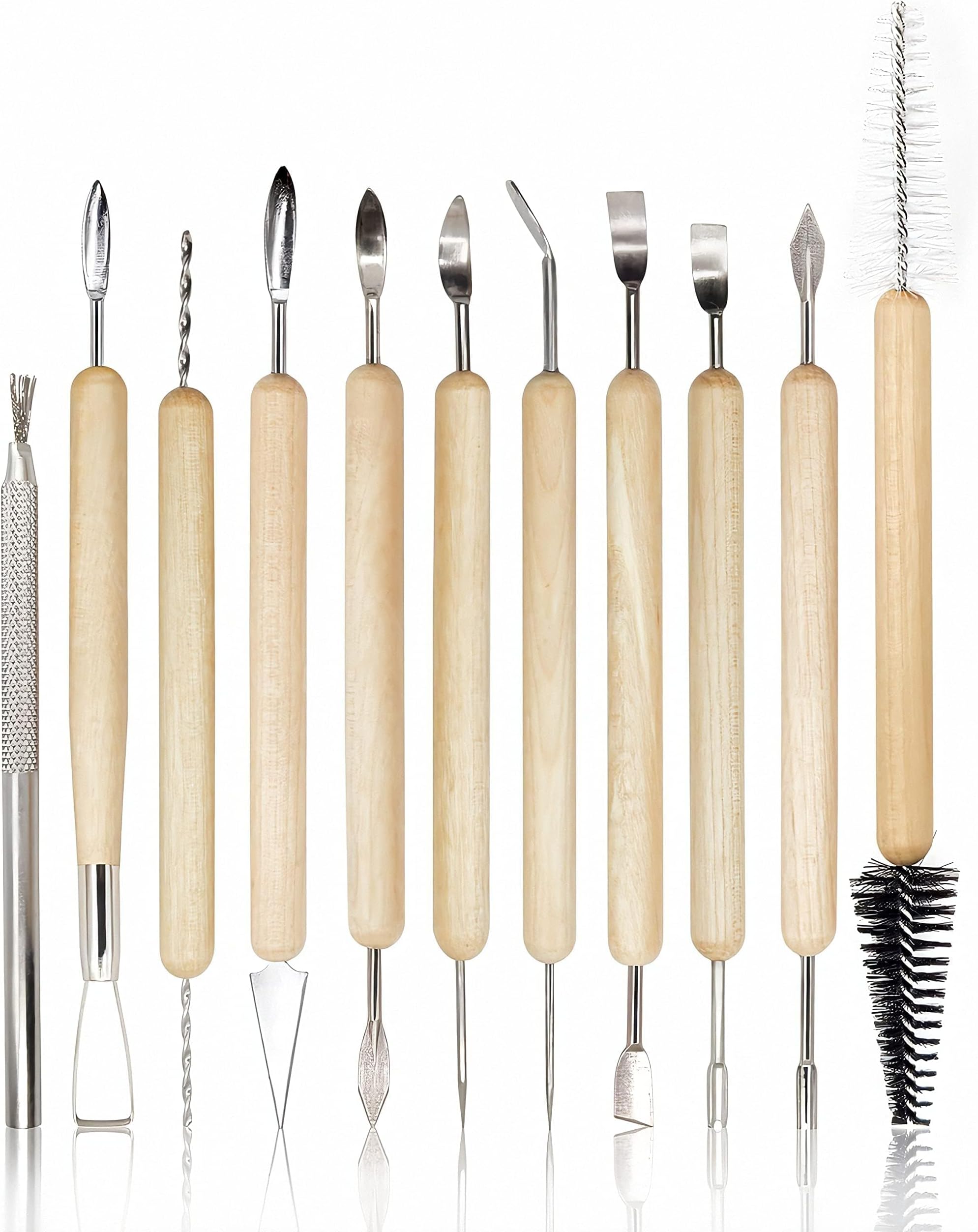 Polymer Clay Tools, 11 Piece Pottery Clay Tools Set Multi Functional Ceramic Sculpting Kit for DIY Art Projects, Sculpture Carving, Crafting Classes