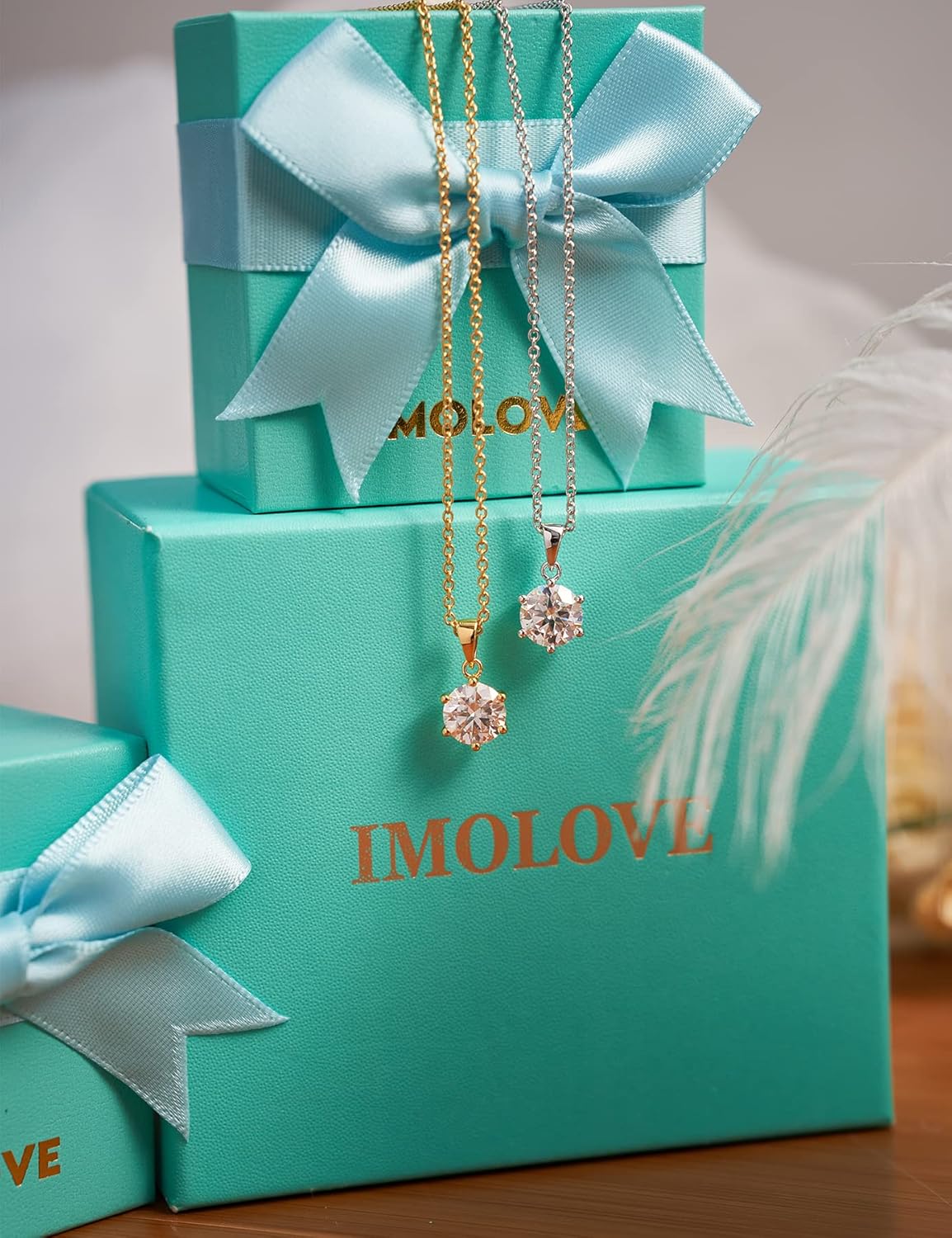 IMOLOVE Moissanite Solitaire Pendant Necklaces for Women Sterling Silver with 18K White Gold Plated 1-3 Carat D Color VVS1 Clarity Mossanite Jewelry for Women - Image 6