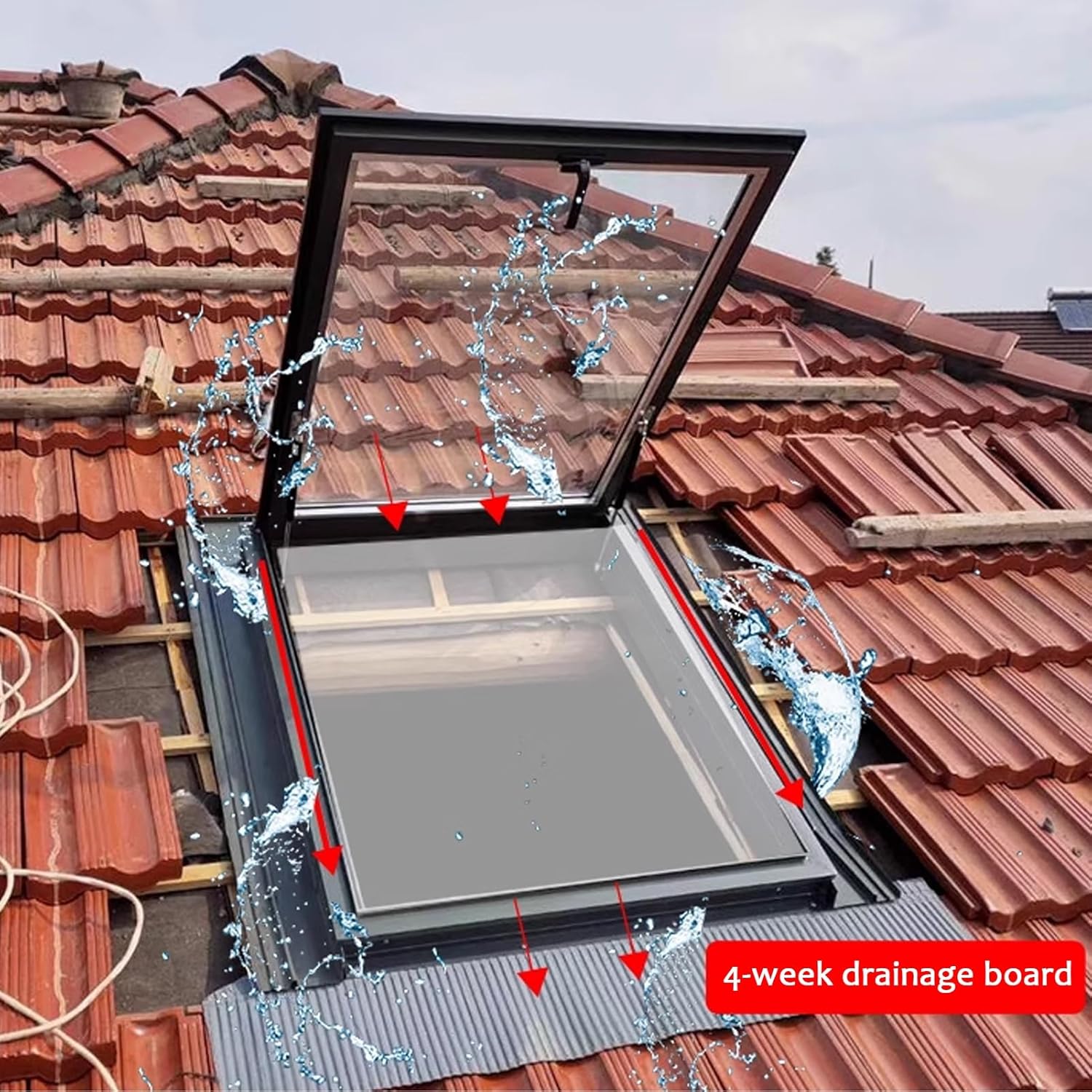 JKGHK Skylight Roof Window, Manual Venting Deck Mount Skylight, Roof Access Hatch, Sloped Flat Roofs Lighting Well Window, Lighting Well Egress Windows for Attic/Sun Room(58*58cm/22.8*22.8in)