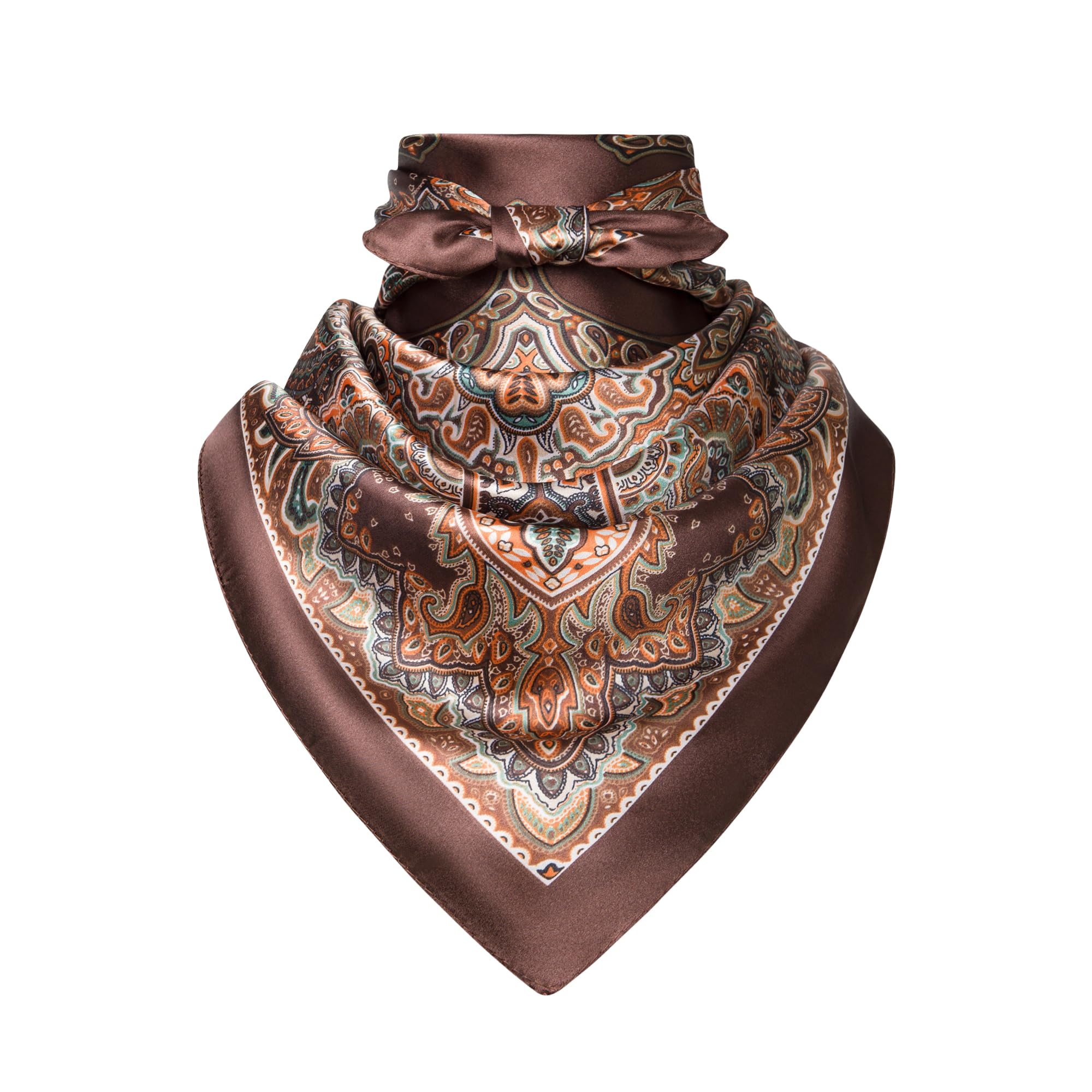 35" Men's Silk Cowboy Scarf - Oversized Western Bandana Neckwear, Large Square Scarf with Gift Packaging
