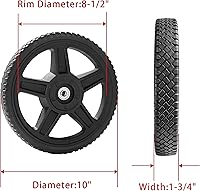 Vista 2 de Parts Camp Kits de Ruedas para Cortacésped de Empuje Ruedas de 10 pulgadas para Cortacésped Ruedas para Carrito de 10 pulgadas (Juego de 2)