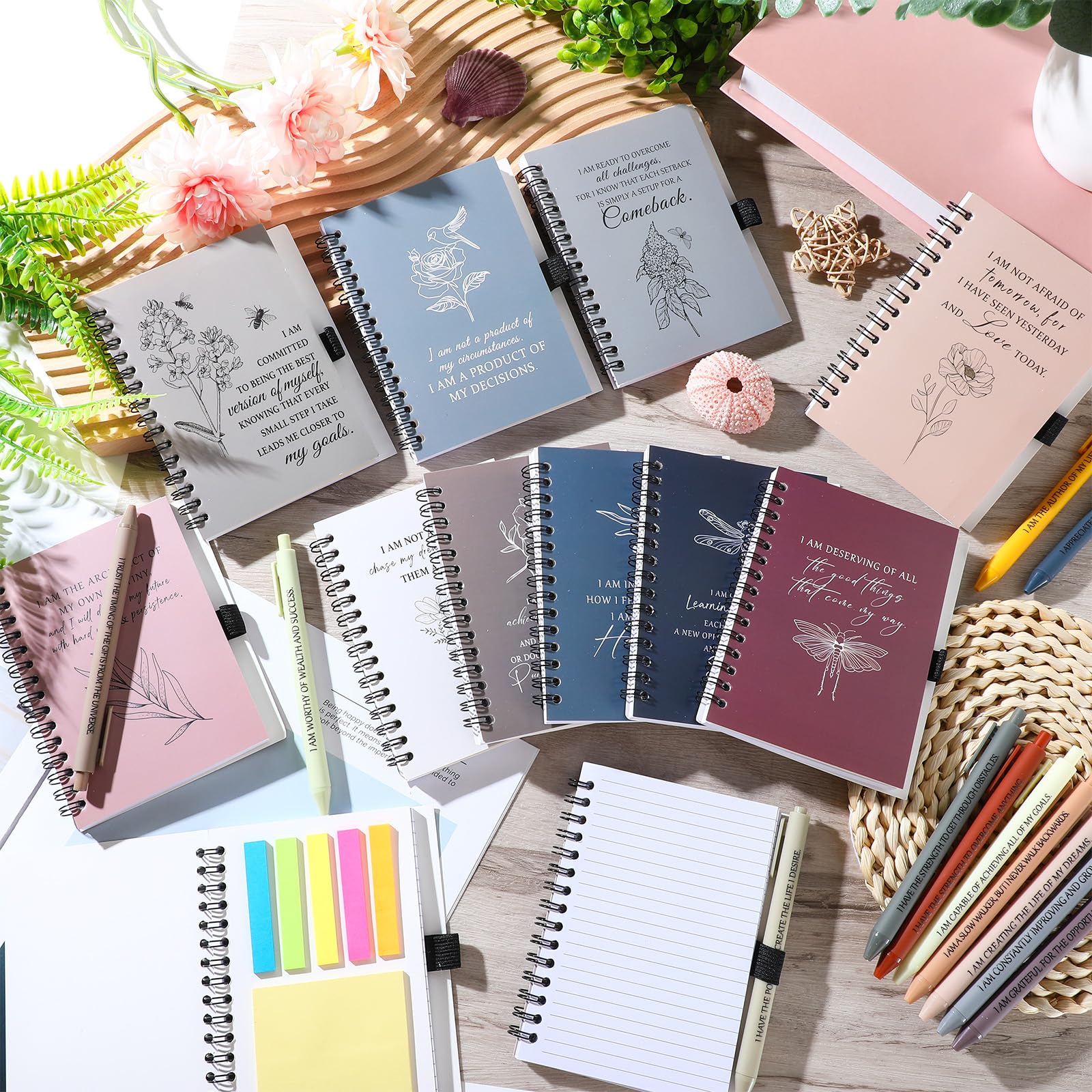 Kosiz Set da 48 pezzi/24 regali di affermazione positiva, diari a spirale con penne, regali per la festa del papà, dipendenti, colleghi, insegnanti, infermiere, volontari, studenti (semplice)