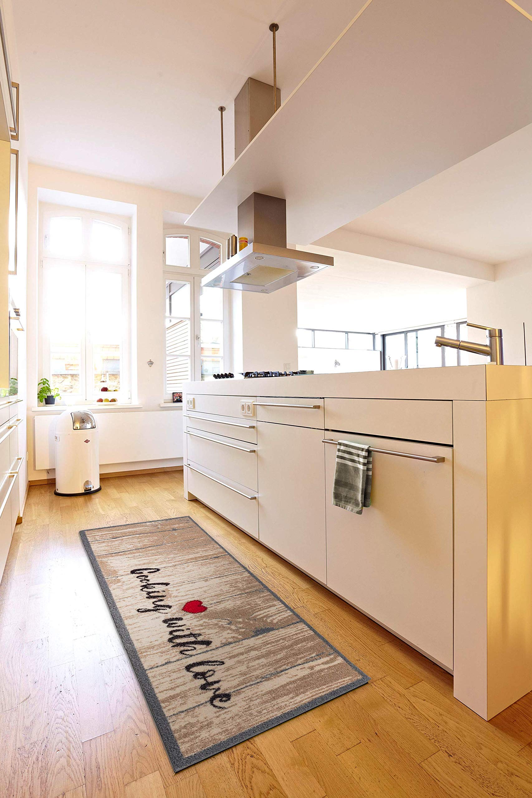 Astra Tappeto ingresso interno antiscivolo 50 x 150 cm Cucinare con amore - Tappetino antisporco assorbente - Lavabile a 30°C - Tappeto moderno per ingresso