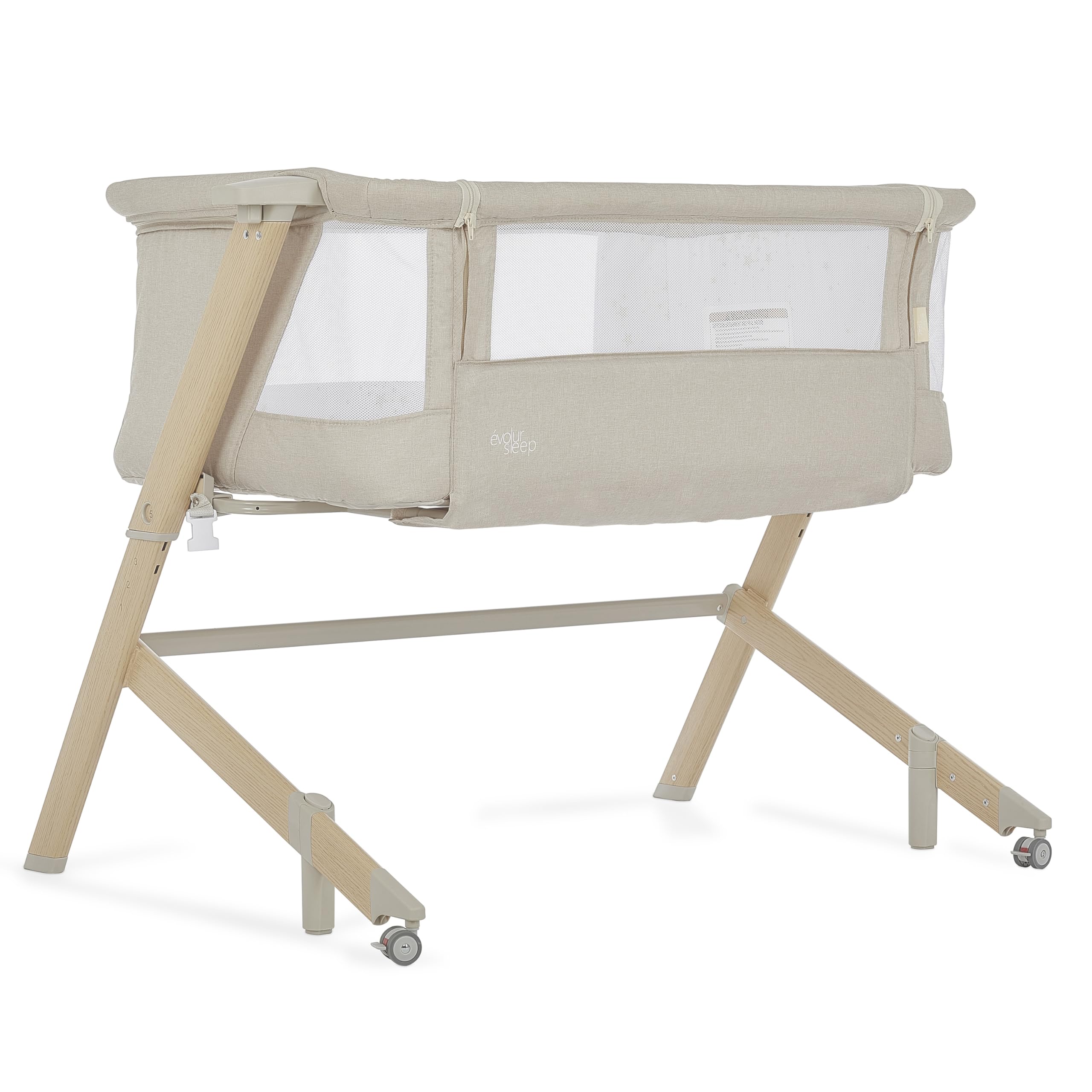Evolur Stellar Bassinet & Bedside Sleeper – Adjustable Height Bedside Crib for Newborns, Breathable Mesh Sides, Portable Co-Sleeper, Easy to Fold and Travel, Carry Bag Included